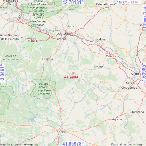 Zarzosa on map