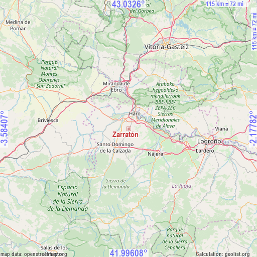 Zarratón on map