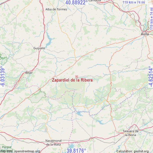 Zapardiel de la Ribera on map