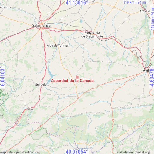 Zapardiel de la Cañada on map