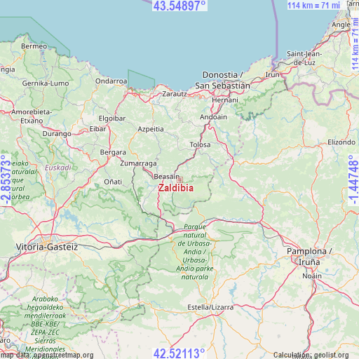 Zaldibia on map