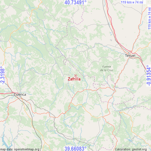 Zafrilla on map