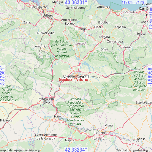 Gasteiz / Vitoria on map