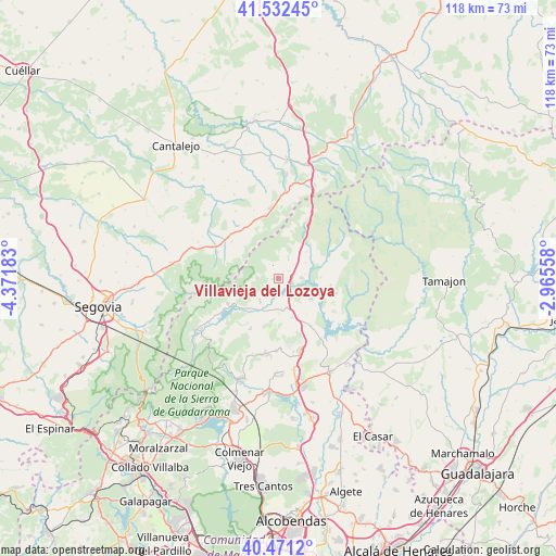Villavieja del Lozoya on map