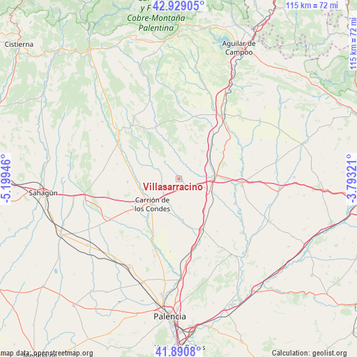 Villasarracino on map