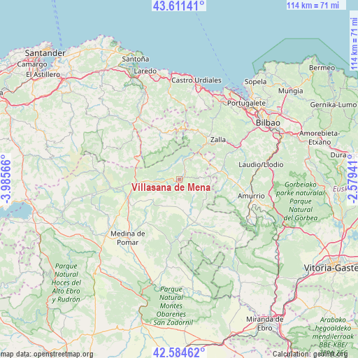 Villasana de Mena on map