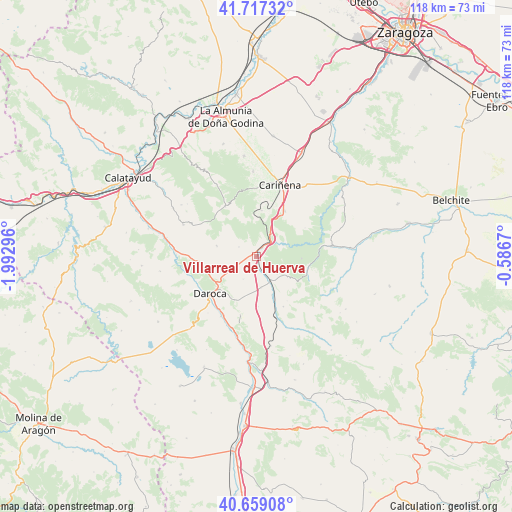 Villarreal de Huerva on map