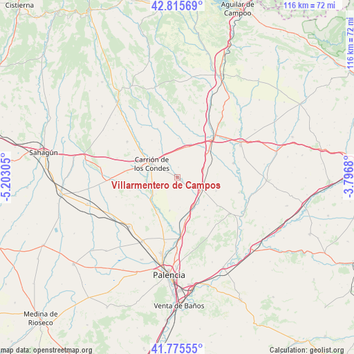 Villarmentero de Campos on map
