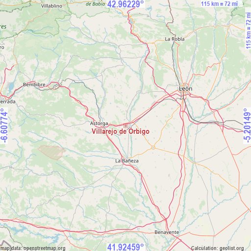 Villarejo de Órbigo on map