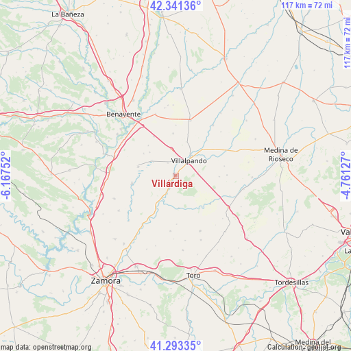 Villárdiga on map