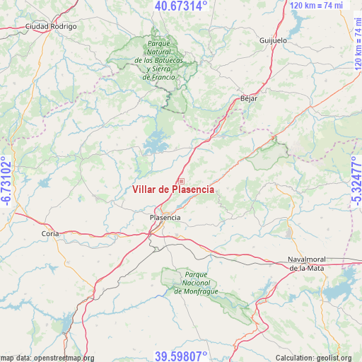 Villar de Plasencia on map
