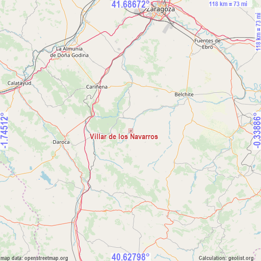 Villar de los Navarros on map