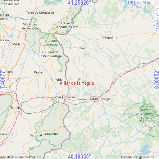 Villar de la Yegua on map