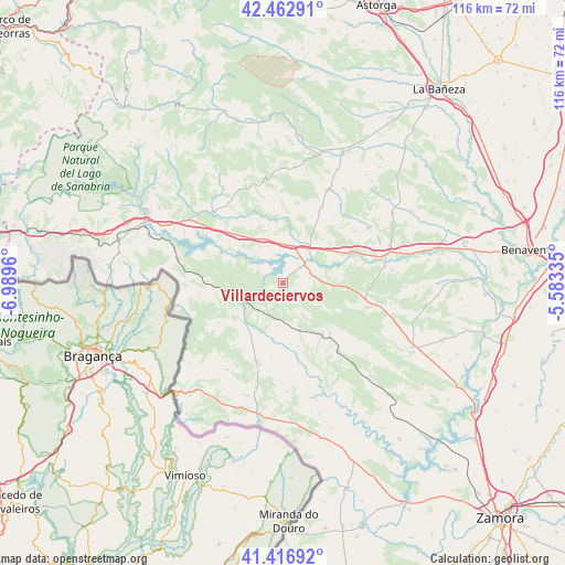 Villardeciervos on map