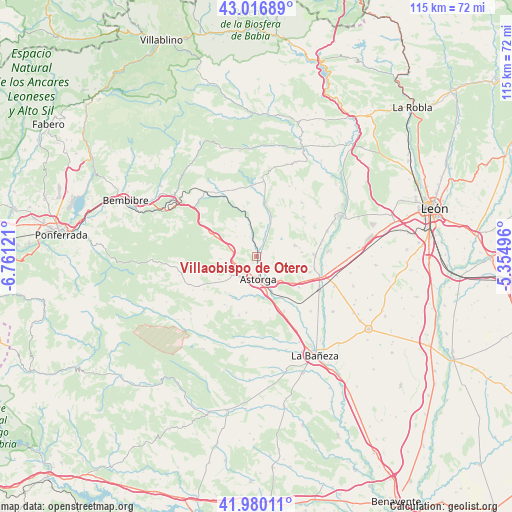 Villaobispo de Otero on map