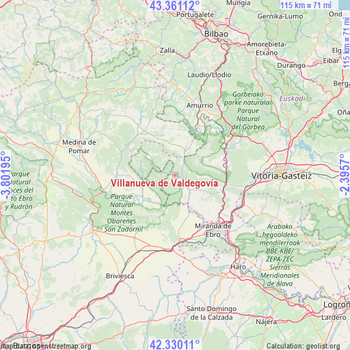 Villanueva de Valdegovía on map