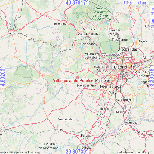 Villanueva de Perales on map