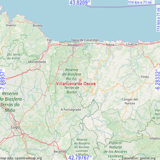 Villanueva de Oscos on map