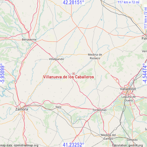 Villanueva de los Caballeros on map