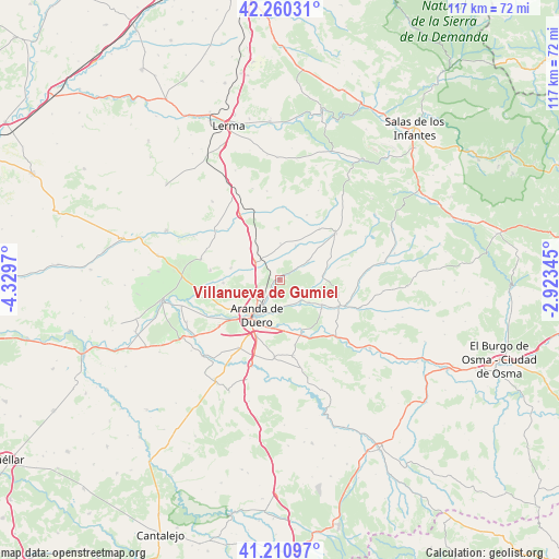 Villanueva de Gumiel on map