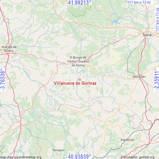 Villanueva de Gormaz on map