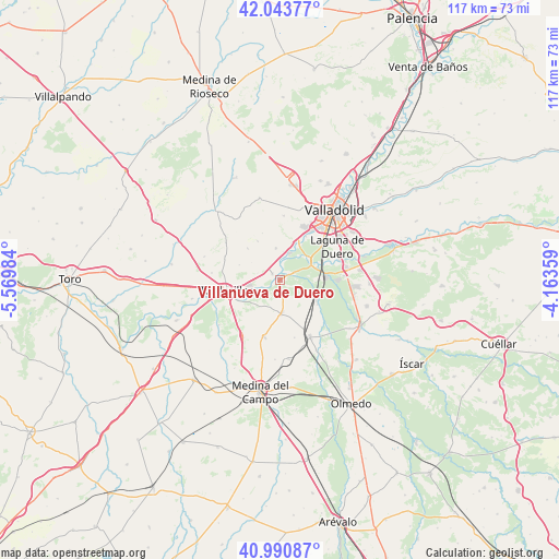 Villanueva de Duero on map