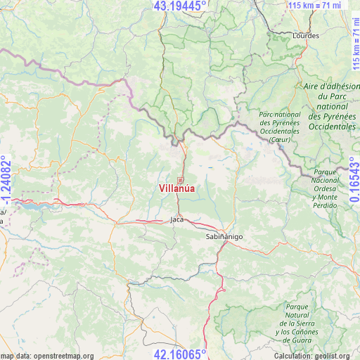 Villanúa on map