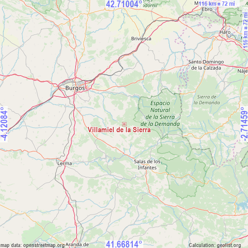 Villamiel de la Sierra on map