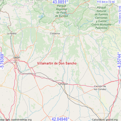 Villamartín de Don Sancho on map