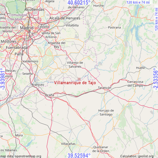 Villamanrique de Tajo on map