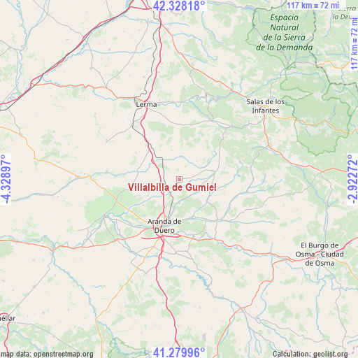 Villalbilla de Gumiel on map