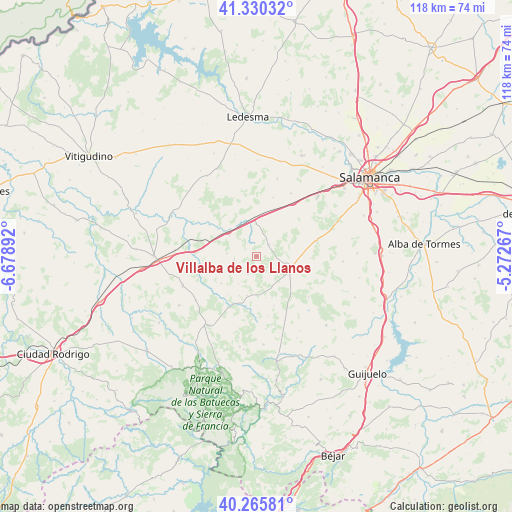 Villalba de los Llanos on map