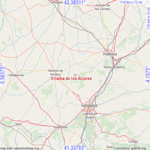 Villalba de los Alcores on map
