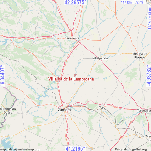 Villalba de la Lampreana on map