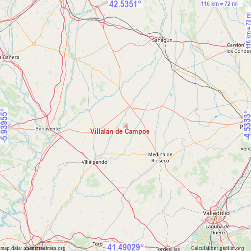 Villalán de Campos on map