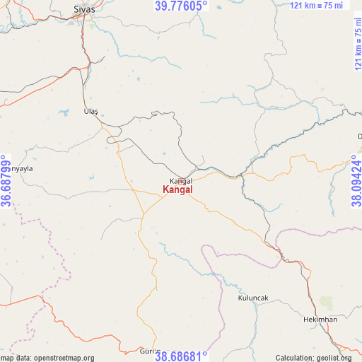 Kangal on map