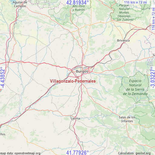 Villagonzalo-Pedernales on map