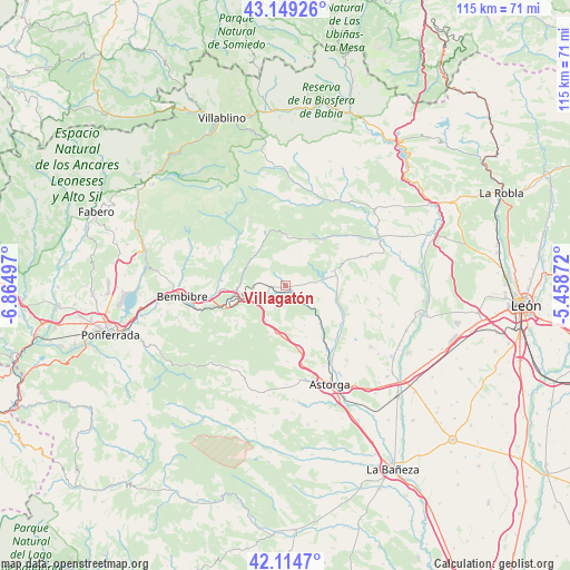 Villagatón on map