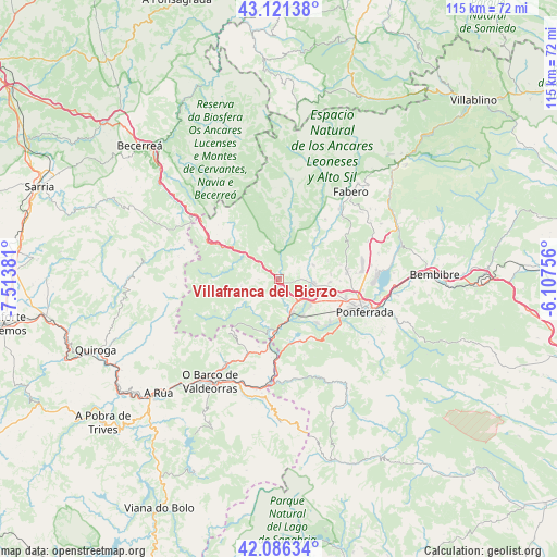 Villafranca del Bierzo on map