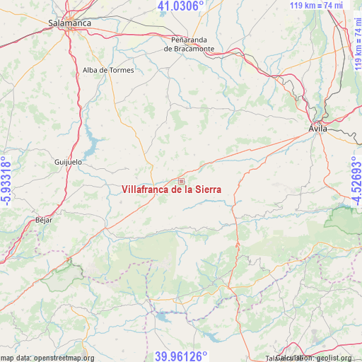 Villafranca de la Sierra on map