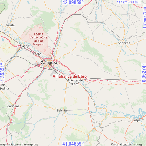 Villafranca de Ebro on map