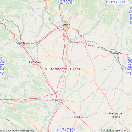 Villademor de la Vega on map