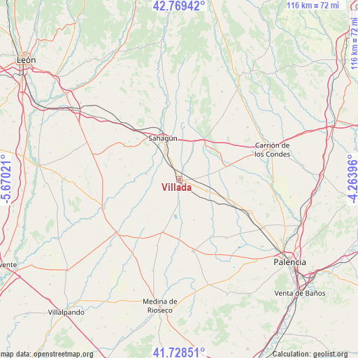 Villada on map