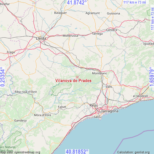 Vilanova de Prades on map