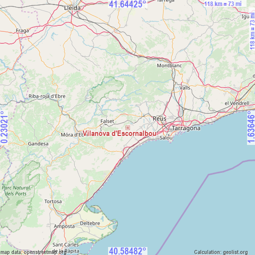 Vilanova d'Escornalbou on map