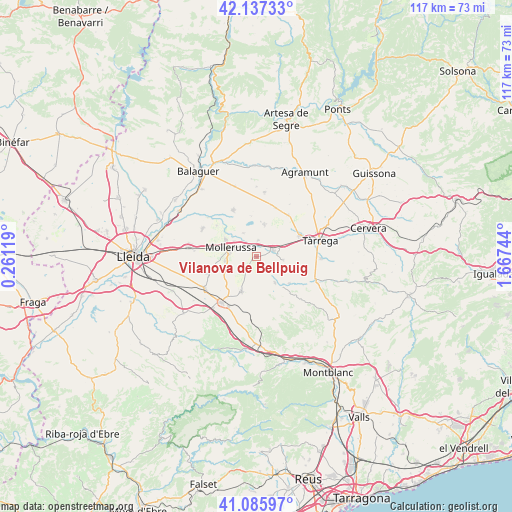 Vilanova de Bellpuig on map