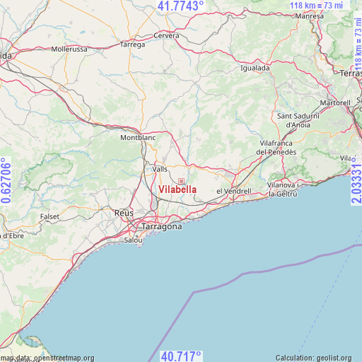 Vilabella on map