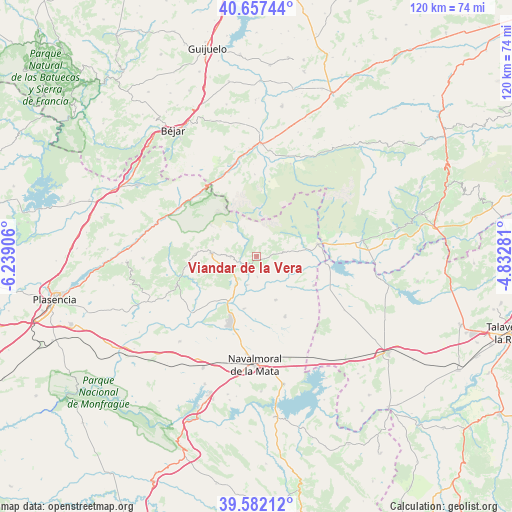 Viandar de la Vera on map
