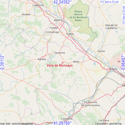 Vera de Moncayo on map