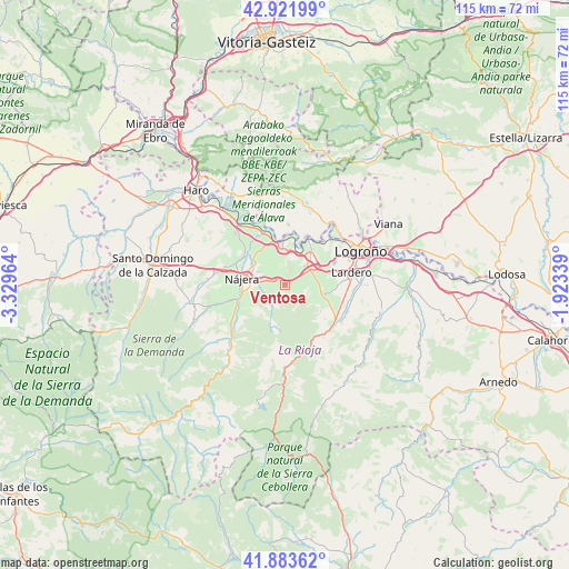 Ventosa on map